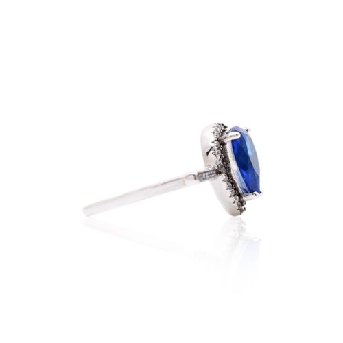 Anel fusion safira zirconia branca gota 1 linha reta (promoção 50%) aro13