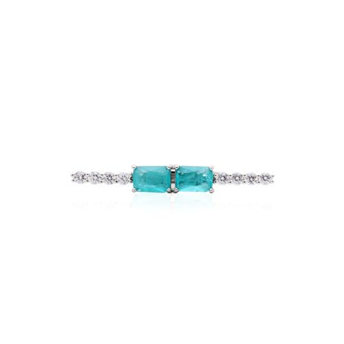 Anel fusion turmalina zirconia branca 2 retangulos 1 linha reto (promoção 50%) aro14