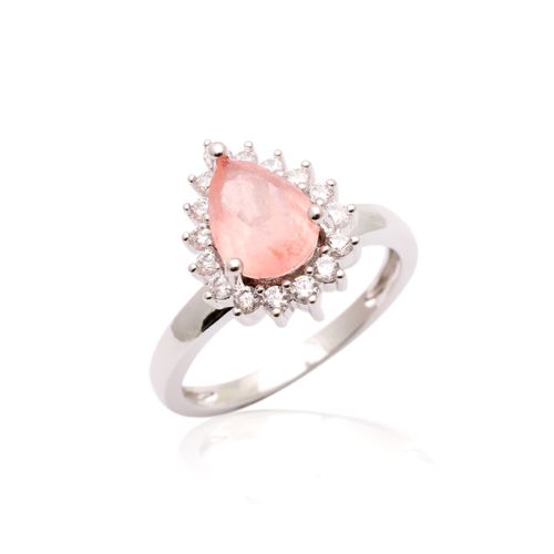 Anel zirconia branca gota cravejada aro12