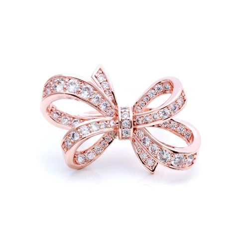 Anel zirconia branca laço aro17