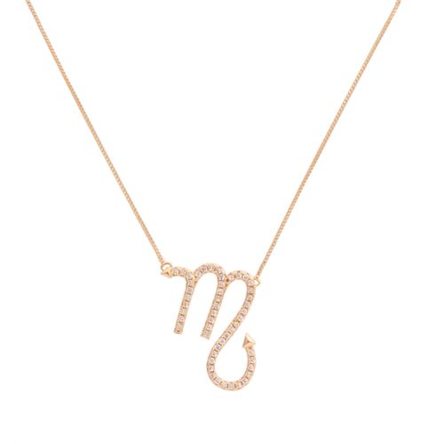 Colar zirconia branca signo escorpião 55cm