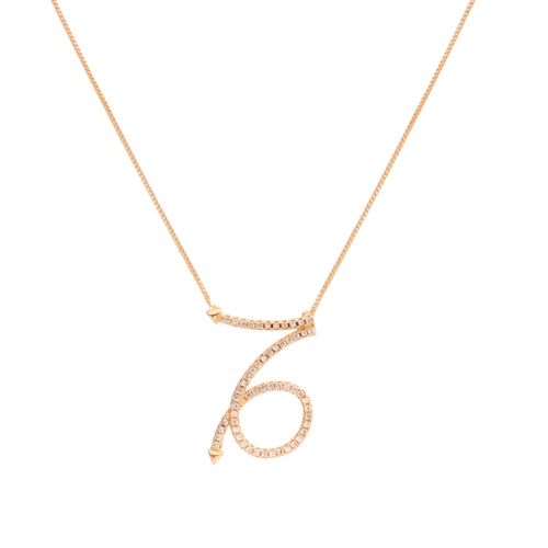 Colar Zirconia Branca Signo Capricórnio Banho de Ouro 18K 55cm