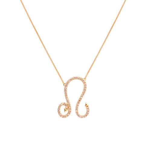 Colar zirconia branca signo leão 55cm