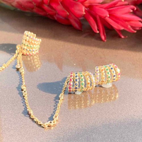 Brinco cristal rubi cristal tanzanita cristal esmeralda bolhas com ear hook pendurado