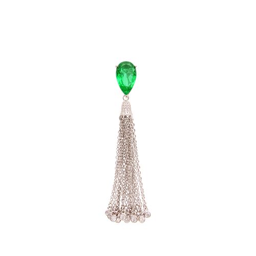 Pingente fusion esmeralda zirconia branca gota com chuveirinho (promoção 50%)