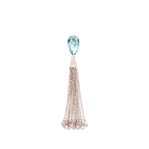 Pingente cristal topazio azul zirconia branca gota com chuveirinho (promoção 50%)