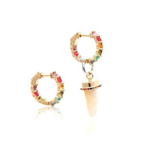 Brinco cristal tanzanita cristal turmalina rosa cristal citrino dente pendurado