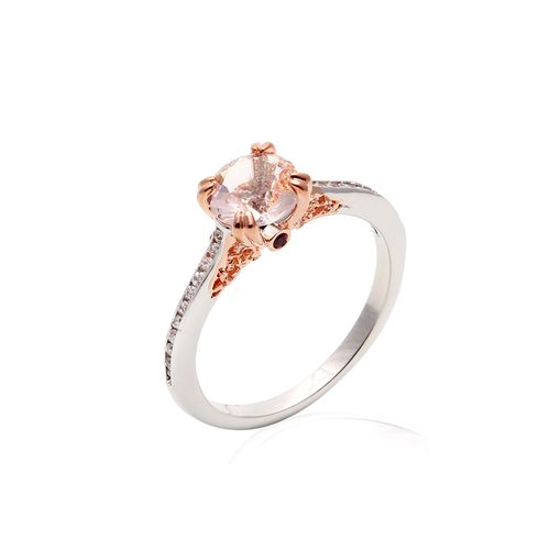 Anel cristal morganita cristal rubi zirconia branca solitario coroa (promoção 50%) aro22