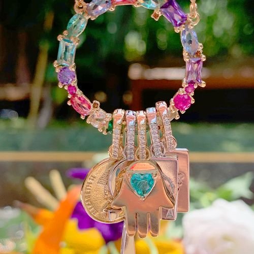 Colar cristal paraiba cristal turmalina rosa cristal london blue mandala patua 80cm