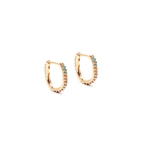 Brinco zirconia colorida argola oval c/2 (11mm - 15mm)