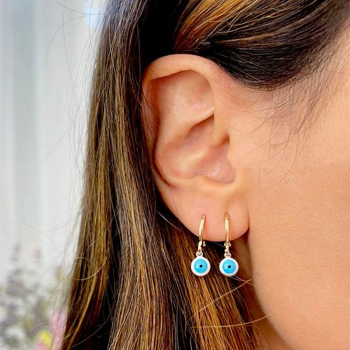 Brinco esmalte/resina olho argolinha (promoção 50%)