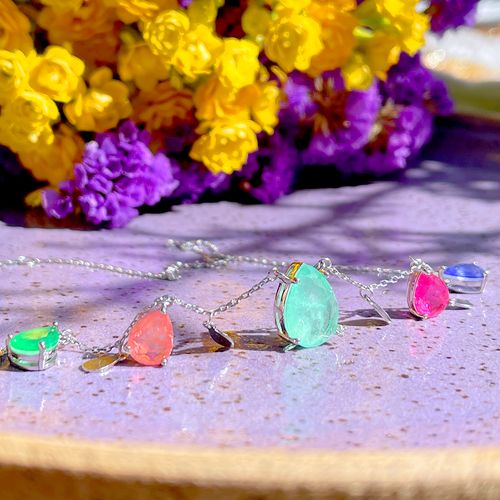 Colar Fusion Morganita Gotas 50cm