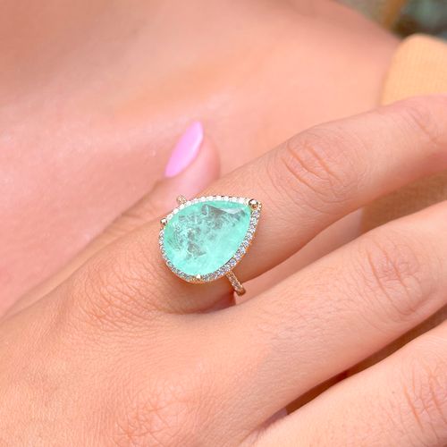 Anel fusion esmeralda colombiana zirconia branca gotão cravejado aro19