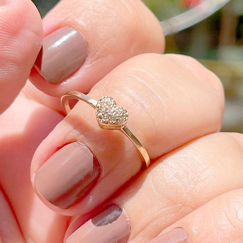 Anel zirconia branca coração cravejado p (promoção 50%) aro22