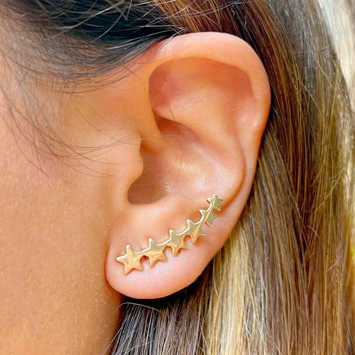 Brinco folheado liso ear cuff estrela