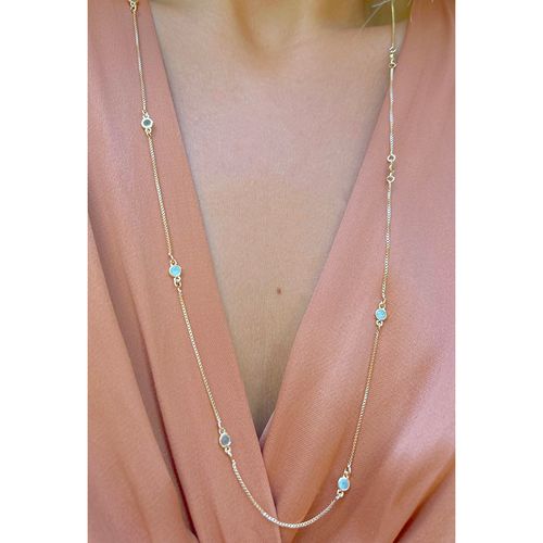 Colar cristal paraiba tiffany 90cm