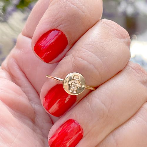 Anel folheado liso medalha menino aro15 (super promoção)