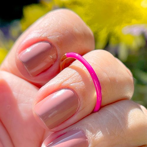 Anel Fininho Resina Rosa Banho de Ouro 18K aro18 (super promoção)