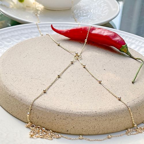 Colar de Corpo (Body Chain) Contra-argola Regulável Banho de Ouro 18K