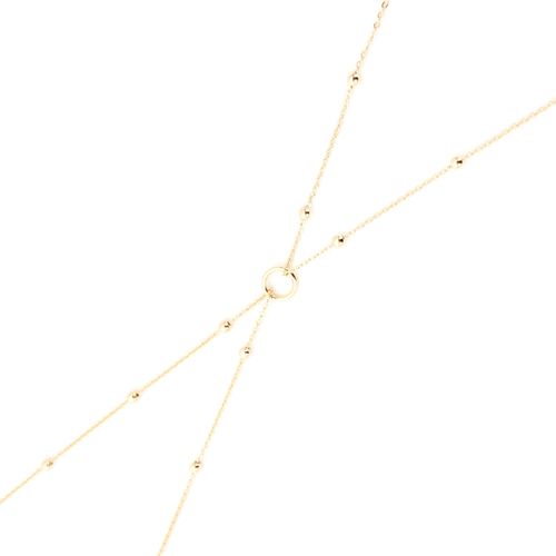 Colar de Corpo (Body Chain) Contra-argola Regulável Banho de Ouro 18K