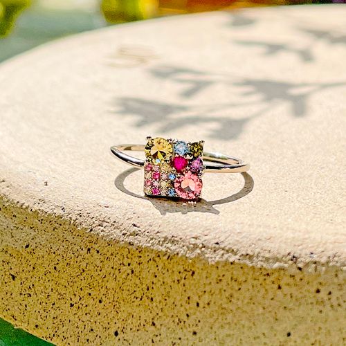 Anel Cristal Turmalina Rosa Formas Prata 925 aro20