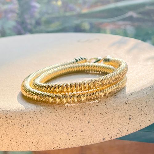 Pulseira folheado liso mola 33 cm