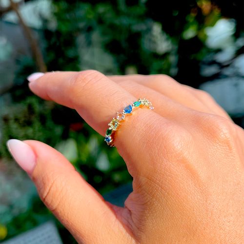 Anel cristal safira cristal esmeralda cristal ametista verde formas aro21 (promoção 50%)