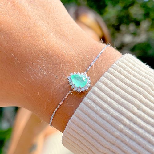 Pulseira gota cravejado fusion esmeralda colombiana prata 925
