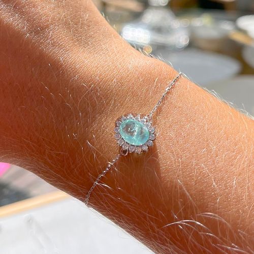 Pulseira oval cravejado fusion turmalina light prata 925