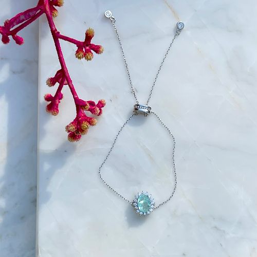 Pulseira oval cravejado fusion turmalina light prata 925