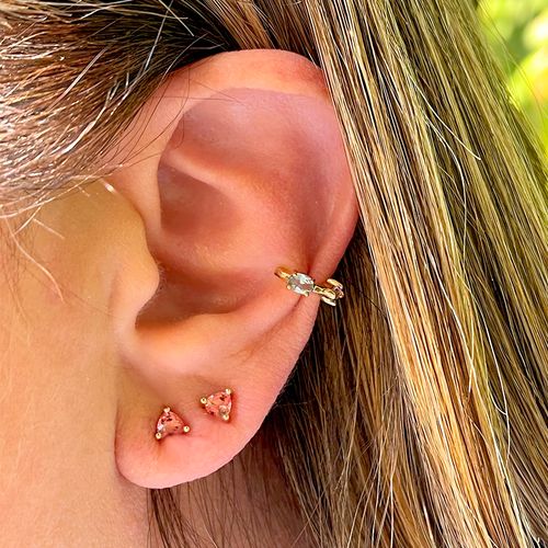 Brinco cristal tanzanita cristal ametista cristal turmalina rosa piercing formas p (unitario)
