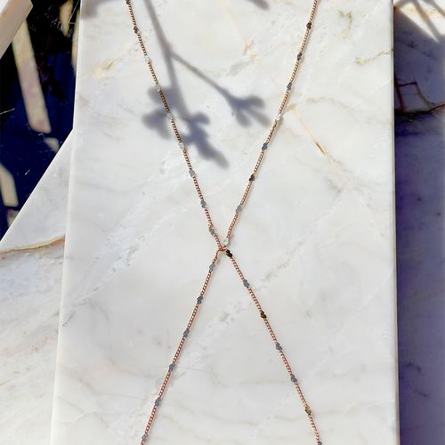 Colar de Corpo (Body Chain) Liso Coração Banho de Ouro 18K 90cm