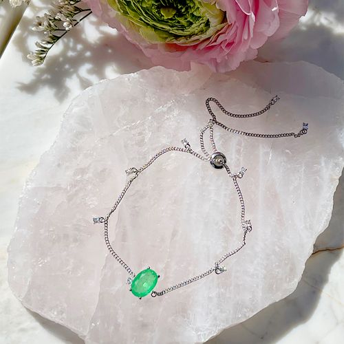 Pulseira Fusion Esmeralda Oval Prata 925
