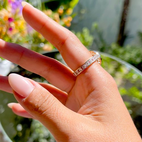 Anel Fusion Turmalina Redondo Bordado Baguetes Banho de Ouro 18K aro 21 (promoção 50%)