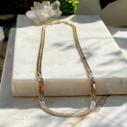 Colar Liso Laminado 5 mm Banho de Ouro 18K 45cm