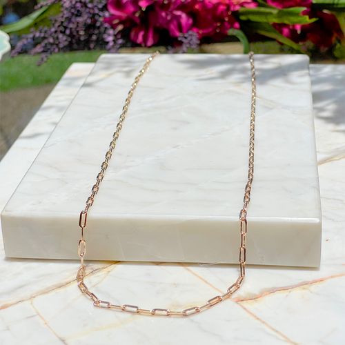 Colar Elos Retangulares 60 cm Banho de Ouro 18K