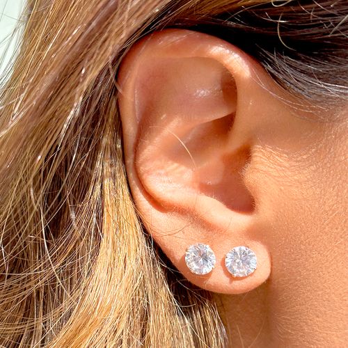 Kit de brincos cravação de garras 3mm-5mm-7mm banho de ouro 18k