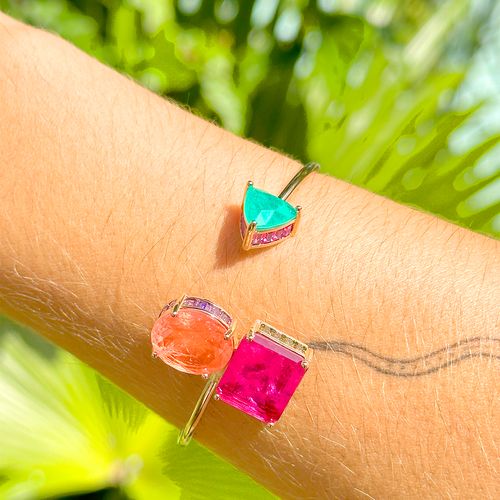 Bracelete formas fusion podange banho de ouro 18k