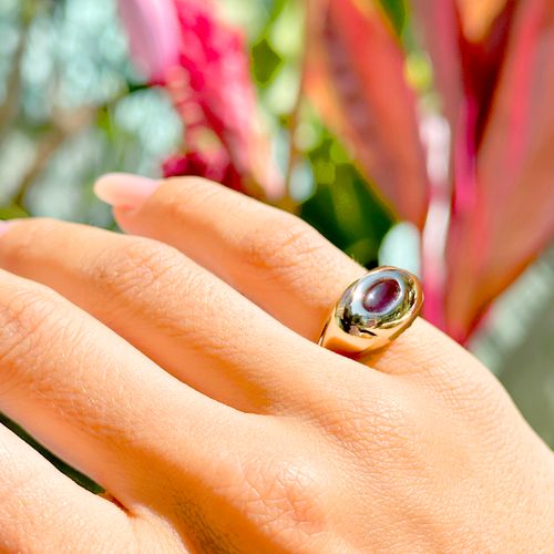 Anel Dedo Mínimo (Mindinho) Cristal Ametista Banho de Ouro 18K Nano Gold  (promoção 50%)