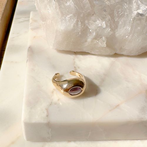Anel Dedo Mínimo (Mindinho) Cristal Ametista Banho de Ouro 18K Nano Gold  (promoção 50%)