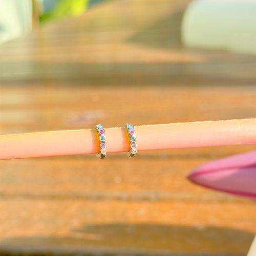 Brinco Bolinhas 12 mm Zircônia Colorida Prata 925