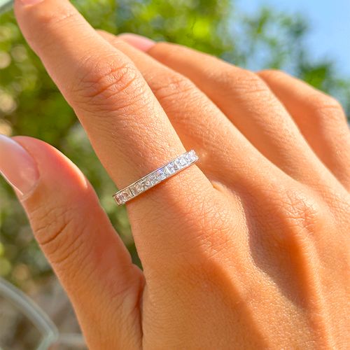 Anel Zirconia Branca Inteira Cravação Trilho aro 22