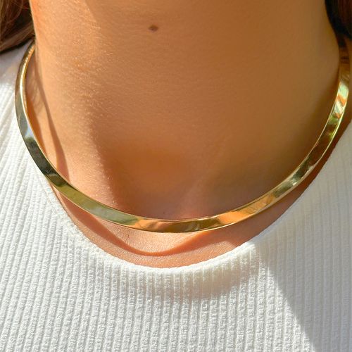 Gargantilha aro liso banho de ouro 18k