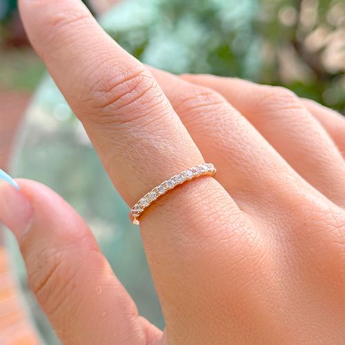 Meia-aliança zircônia branca banho de ouro 18k nano gold