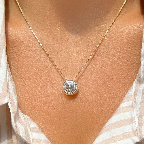 Colar olho mágico zircônia branca 45cm banho de ouro 18k