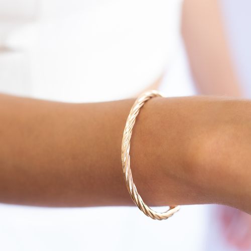 Bracelete liso tubo italiano 4mm banho de ouro 18k
