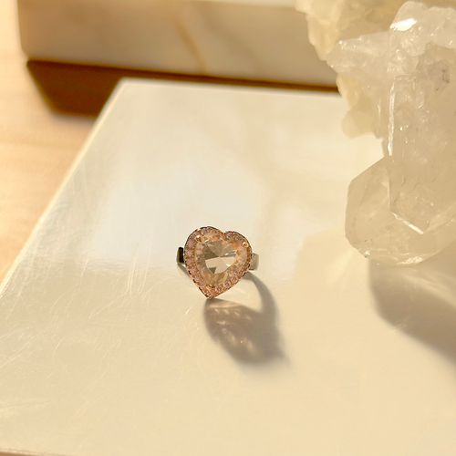 Brinco cristal morganita zirconia rosa coração piercing pequeno (unitário)