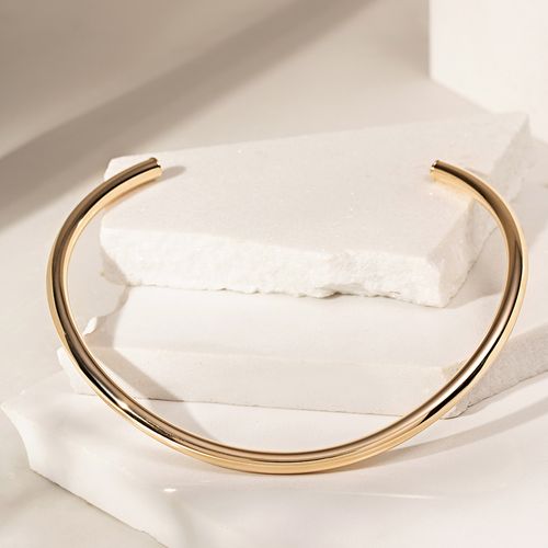 Gargantilha lisa tubular 6 mm banho de ouro 18k