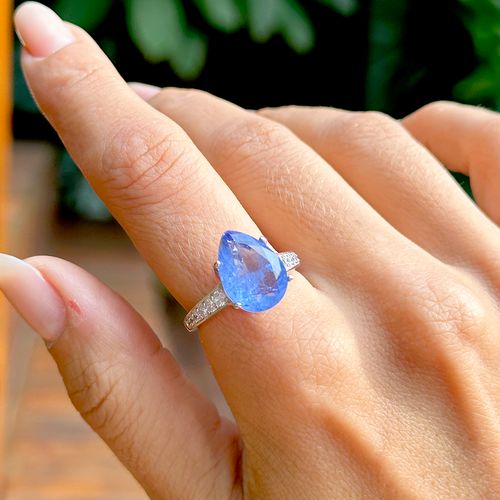 Anel Fusion Tanzanita Gota Prata 925 aro 24