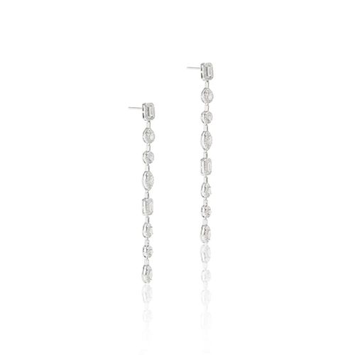 Brinco Riviera Formas Zircônias Brancas Prata 925